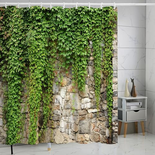 FAIRYGATE Duschvorhang Grün Anti Schimmel 180 x 180 cm Polyester Shower Curtain für Dusche und Badewanne