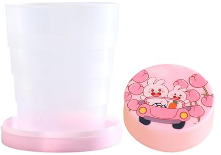 Qiwieod Gobelet pliable pour les déplacements, tasse de voyage pliable, gobelet de voyage pliable avec couvercle en plastique, ensemble de gobelets portables réutilisables appropriés, mignons, légers,