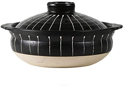 FHPEWXDG Cazuela de cerámica, cazuela de Barro, ollas de Barro para cocinar, cazuela de Barro Negra Retro para el hogar, Resistente al Calor, una Variedad de tamaños