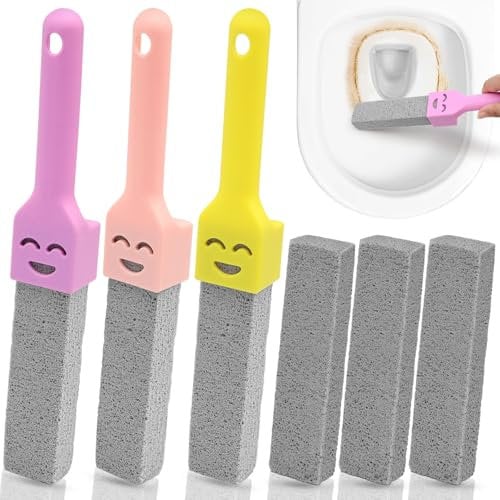6 Stück Cleaning Block WC, Austauschbar Bimsstein Reinigungsstein mit 3 Griff, Bimsstein Toilettenreiniger Zur Flecken aus Hartem Wasser Entfernen, Bimsstein für Reinigung WC, Küche, Waschbecken