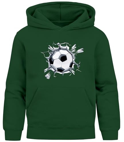 MoonWorks® Kinder Hoodie Jungen Fußball Sport Kapuzenpulli Geschenke Junge Kinderkleidung Aufdruck Print Dunkelgruen 116