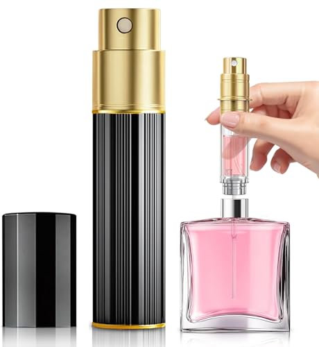 Perfume Atomiser, 5ml Perfume Travel Bottle, Refillable Perfume Bottle Mini Atomiser Spray Dispenser Perfume Refill Bottle fits Purse Handbag Pocket Luggage for Women and Men (Black)