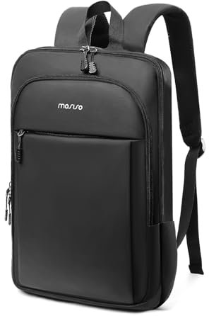 MOSISO 15,6 Pollici Zaino per Laptop da Uomo, Sottile, Leggero e Compatto, per Universita, Lavoro, Ufficio, Viaggi, Borsa Impermeabile per Laptop, Zaino Casual con Tracolla, Nero