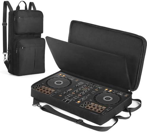 Introti DJ-Rucksack für Pioneer DDJ-400, DDJ-FLX4 & Roland DJ-202 – tragbare kratzfeste Controller-Hülle mit verstellbarem Schultergurt – Reise-Aufbewahrungstasche für DJs, Schwarz , DJ-Rucksack