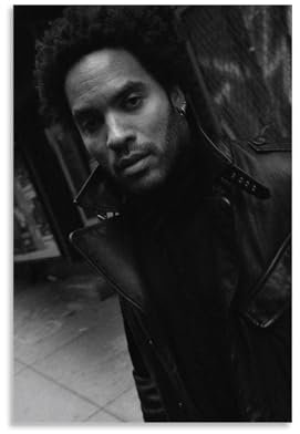 CSFWRUKL Lenny Kravitz Black White Poster Dekorative Malerei Leinwand Wandkunst Wohnzimmer Poster Schlafzimmer Malerei,Wandkunst Bilddruck Moderne Familienzimmer Dekor 12x18inch(30x45cm)
