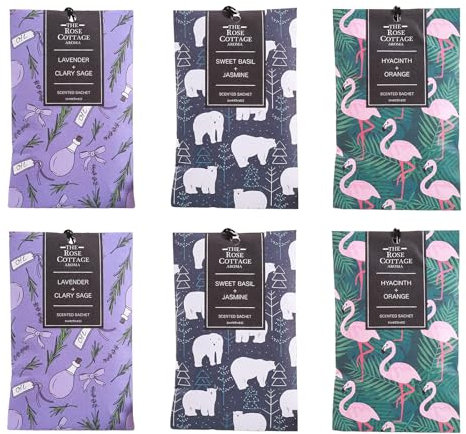 xolear 6 Stück Duftsäckchen Kleiderschrank, Kleiderschrank Duft Schrank Duftsäckchen, Hanging Scent Tasche, Schrankduft für Auto, Schubladen, Schränke Beseitigung von Gerüchen, Raumduft