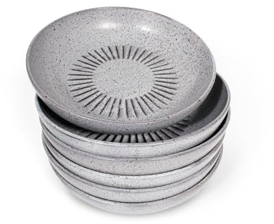 CARK - Juego de 6 Platos Cerámicos Hondo 22cm, Aptos para Microondas y Lavavajillas,Brillante,Vajilla apilable,Platos Moderno，elegante y duradero,resistentes al horno