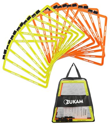 ZUKAM Trapezoid Agility Rings for Speed Training & Agility Footwork Training Speed Hurdles Ladder with Carrying Bag (12 Rings)