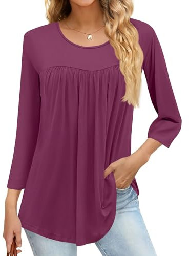 TOFOTL Maxi Maglia per Leggings Sportive Basic Camicia Cotone Donna Maglie Running T-Shirt Gialla Donna Righe Stampa Floreale Camicette Estive Eleganti Divertente Top Elegante 01-Viola Rosa S