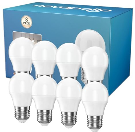 novapollo E27 LED Lampe, ersetzt 40 Watt, 2700K LED Lampen mit Warmweißem Licht 470LM, 200° Abstrahlwinkel, P45/G45 Birne Nicht Dimmbar, Energiesparende Lampen mit langer Nutzlebensdauer, 4.2W 8 Stück