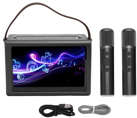 Luocute Tragbare Karaoke -Maschine, WiFi Bluetooth 5.4 Karaoke -Maschine mit 2 Drahtlosen Mikrofonen, Texte Display, App -Steuerung, Geeignet für den Geburtstag von Home Party Im Freien