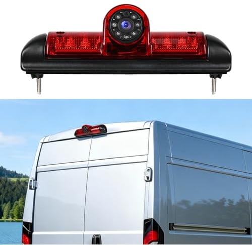 Rückfahrkamera für FIAT Ducato 3/Peugeot Boxer/Citroen Jumper 2006-2017 Drittes Bremslicht Kamera mit Nachtsicht P67 Wasserdicht 140°-Blickwinkel Stabile Kabelverbindung 720P