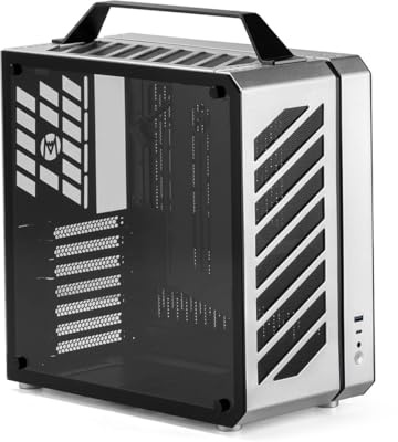 Mechanic Master C34 Ultra-Compact ATX PC Case with Handle Silver | Full ATX in mini-ITX size. 240 AIO ready (SFX PSU rec.). RAM under 44mm. 5/7-slot switchable.162mm Air cooling.
