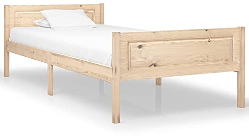 Ziaphsol Massivholzbett Kiefer 90x200 cm, Robustes Bettgestell aus Naturholz für Schlafzimmer, Erwachsene und Kinder, Langlebige Holzkonstruktion mit Lattenrost, Modernes Design, 206x96x63cm