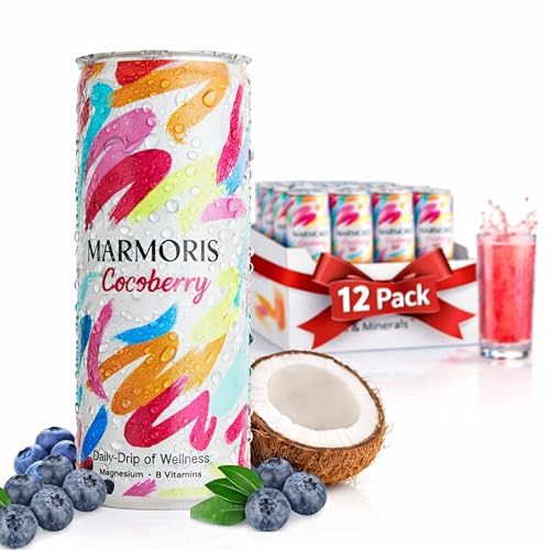 Clean Energy Drink Without Caffeine – Marmoris Cocoberry, Zero Sugar, No Crash, Coconut & Berry, Magnesium & B Vitamins, 250ml x 12