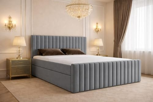 B&B HOME Boxspringbett Benito I, mit Bettkasten, Kopfteil und Topper, H3 Matratze mit Bonellfederung (velutto15)