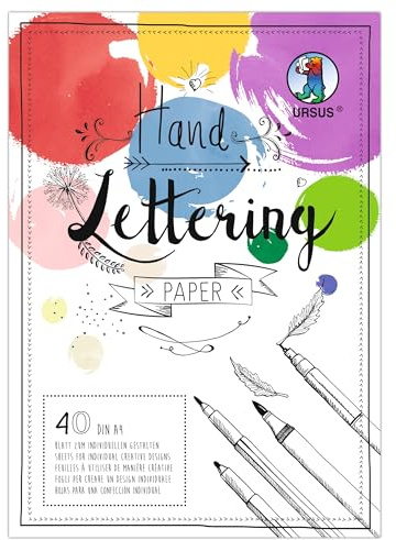 Ursus 2498 46 99 - Handlettering Paper Colourful, 40 Blatt, DIN A4, 190 g/m² Briefkartenkarton in 15 Farben, Bastelpapier zum individuellen Gestalten, DIY & Deko