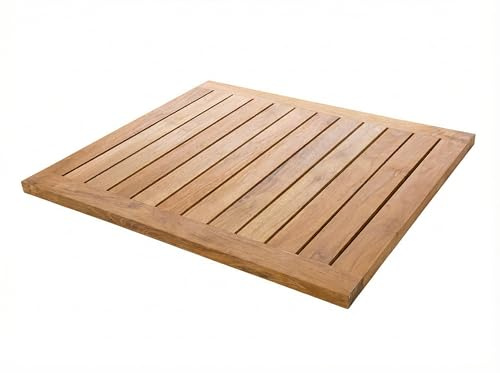 Pedana Doccia XXL cm 60x160 cm in Teak Naturale – Piatto Doccia Antiscivolo con Gommini, Griglia in Legno per Interno ed Esterno Bagno