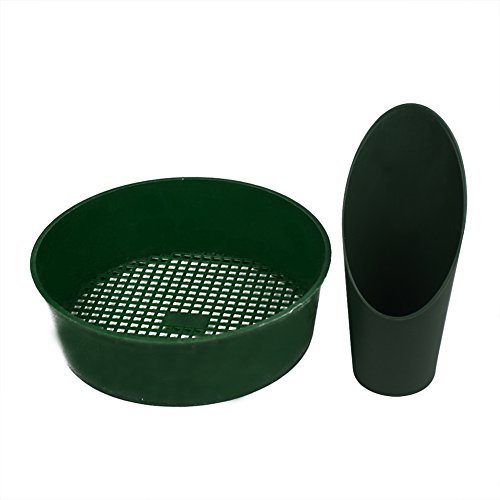 Pala rotonda e setaccio a rete per terreno, in plastica, per giardino e bonsai