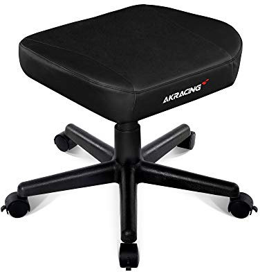 AKRACING Chair Hocker,Fußauflage/Kunstleder, Schwarz/Schwarz, 5 Jahre Herstellergarantie AK-Stool-BK Normal
