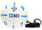 COMO 1907 - Pallone Skill Pro - Colore bianco e blu royal - Size 1 - Con stemma e strisce - Scritta prodotto ufficiale - Con corda nera per alleamento - Cuioio - Made in Italy
