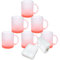 MR.R 11 oz Lot de 6 tasses en verre rouge givré pour sublimation, tasses à café avec poignée pour transfert de revêtement thermique thermique