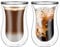 Vinsani Curve Double Walled Coffee Drink Glasses 300ml Set of 2 Heat Cold Resistant Minimalist Aesthetic Clear Borosilicate Glass Cup Latte Macchiato Cappuccino Dessert Ice Cream Hot and Cold Drinks