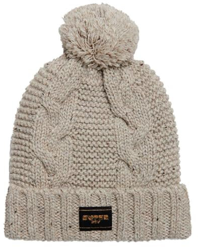 Superdry Damen Kabelknit Beanie Hat Baseballkappe, Beige (Oaty Beige Fleck), One Size