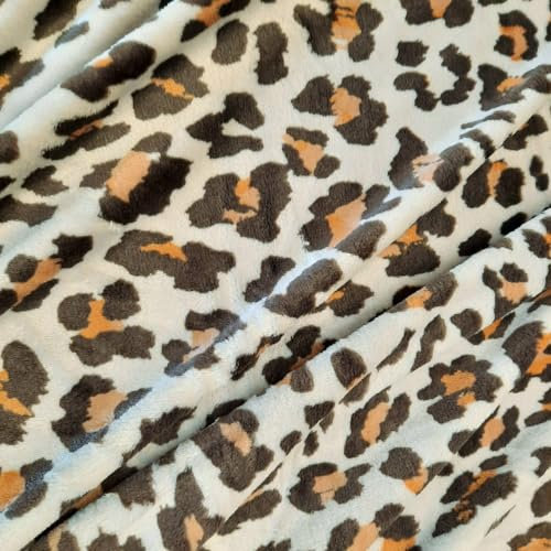 Stoff Meterware Wellness Fleece beige braun Leo Leolook Animal Print weicher Plüsch Softplüsch Bekleidung weich Meterpreis für Jacke Kissen Mantel Hundekorb Kuscheldecke