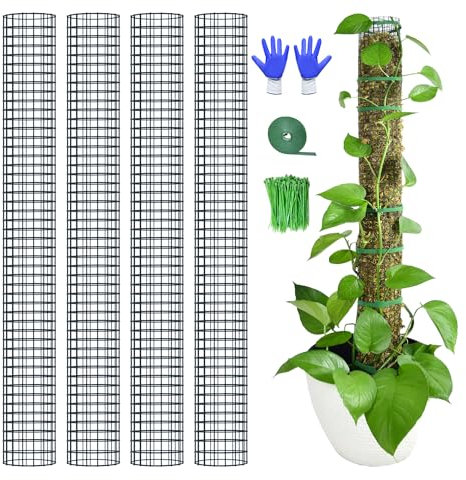 HOLANHING 4 Pack Metal Moss Pole, 40 Moss Poles for Plants Monstera, Stackable Sphagnum Moss Pole for Plants Work with Sphagnum Moss(4 Pack 40)