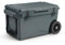 GYMAX Kühlbox 71L, tragbarer Kühlwagen mit Rädern, isolierter Kühler mit rutschfesten Fußpolstern, 2 Griffen & Ablaufloch, Thermobox, Kühlkiste für Camping, Reisen & Angeln(Grau)