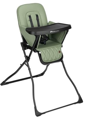 Bebeconfort Mallow, Hochstuhl Baby, 0–3 Jahre, 0–-15 kg, Hochstuhl klappbar, bequem gepolsterter Sitz, einfach zu reinigen, leicht (5,6 kg), schnell mit einer Hand zusammenklappbar, Mineral Green