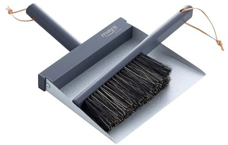 MAYA Cepillo y Recogedor de Mano Kinnell. Ideal para Quitar el Polvo y Eliminar Las Migas. para Alfombras, Sofás, Muebles o Mesas. No Raya Las Superficies. Disponible en Gris