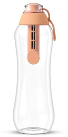DAFI Gourde Filtrante Soft, 1 Filtre à Charbon Actif 0,5 L Peach Fuzz - Filtre le Chlore et autres contaminants, Gourde Sport Transparente, Bouteille Filtrante Sans BPA, Gourde Paille, Bouteille d'eau