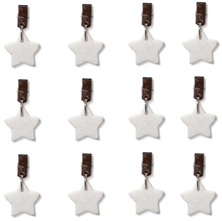 TMTGTS Tischdecke Gewicht Clips 12 Stück Tischdeckenbeschwerer Naturstein 3 * 3cm Tischdecken Beschwerer Draußen Tischtuch Gewichte Schwer für Familie Party Camping Hochzeit Garten Picknick (weiß10#)