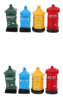 Sosoport 8pcs Miniature Resin Garden Fairy Ornament Outdoor Decorations Solar Mailbox Figurines for Landscape