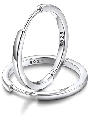 FaithHeart 925 Silber Ohrstecker Damen Herren Ohrringe 14MM/16MM/18MM/20MM Huggies Creolen Mädchen Helix Piercings Groß Silberohrringe Klappcreolen Ohrpiercing Silberschmuck für Geburtstag