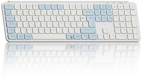 Keychron B6 Pro Teclado inalámbrico Ultrafino, 100% AZERTY Layout Teclado Gamer, 800mAh Recargable, Programa con ZMK/Launcher, 2,4 GHz/Bluetooth 5.2/Cableado, para Mac/Win/Linux - Azul Retro