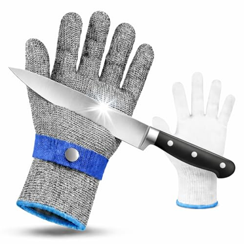 2EcomPack Guantes anticorte cocina nivel ANSI A9, protección integral de palma, dorso, dedos y muñeca, CE EN 388:2016 2 4 4 X F, con guante interior de nylon para mayor comodidad. (1, XS)