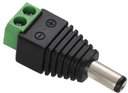 kenable Easy Wire Power 2.1mm DC Plug for CCTV Cameras with Screw Terminals - Tool-Free Installation - 2.1x5.5mm Male Connector - Green