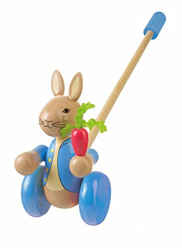 Peter Rabbit Toys - Peter Rabbit Wooden Push Along Walker, Baby, Toddler, 1 Year Olds - Walking Activity Pull Toy, Girls, Boys - Official Licensed Beatrix Potter Peter Rabbit Gifts by Orange Tree Toys