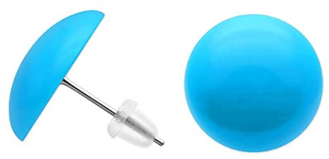 Soul-Cats Runde Ohrstecker, Durchmesser ca: 16 mm, Farbe: hellblau