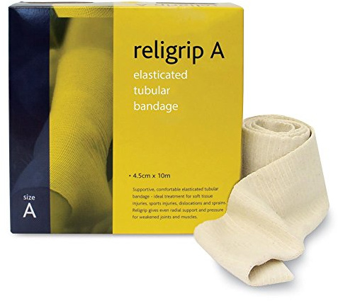 Reliance Medical Religrip Elasticated Tubular Bandage - Ideal for Soft Tissue Injuries, Sports Injuries, and Sprains, Comfortable and Supportive, 10 m, Size A, White