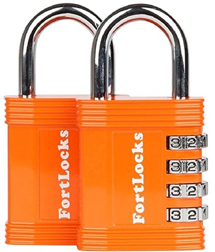 Cadenas Code 4 Chiffres | Cadenas à Code pour Casier de Gym, Travail et École, Valise, Garage, Portail, Clôture et Plus (Lot de 2, Orange)