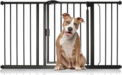 Bettacare Auto Close Pet Gate, 103.8cm - 110.8cm, Matt Black, Pressure Fit Stair Gate for Dog & Puppy, Safety Barrier for Doors Hallways and Spaces, Easy Installation | Pressure fit, no drilling, one-handed opening, double locking, auto-close, easy install.