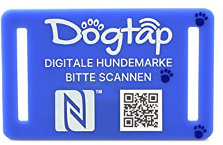 Dogtap Light Big, digitale Hundemarke für mittlere bis große Hunde, mit NFC-Chip und QR Code für Kontaktdaten und Steckbrief, aus Silikon, wasserfest, flexibel, 67 x 40 mm