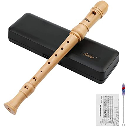 Eastar Soprano Beginners Recorder German Fingering C Key Maple Descant Recorder Instrument for Kids Adults, 3 Piece Recorder With Hard Case, Fingering Chart, Cleaning Kit, ERS-31GM
