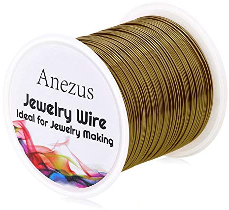 22 Gauge Jewelry Wire, Anezus Silver Craft Wire Tarnish Resistant Copper Beading Wire for Jewelry Making Supplies and Crafting (Antique Bronze)