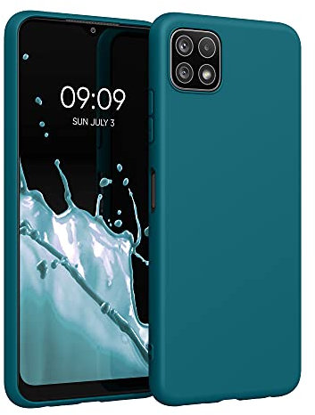 kwmobile Hülle kompatibel mit Samsung Galaxy A22 5G Hülle - weiches TPU Silikon Case - Cover geeignet für kabelloses Laden - Petrol matt