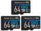 TEAMGROUP GO Card 64GB x 3 Pack Micro SDXC UHS-I U3 V30 4K for GoPro & Drone & Action Cameras High Speed Flash Memory Card with Adapter for Outdoor Sports, 4K Shooting, Nintendo-Switch TGUSDX64GU362